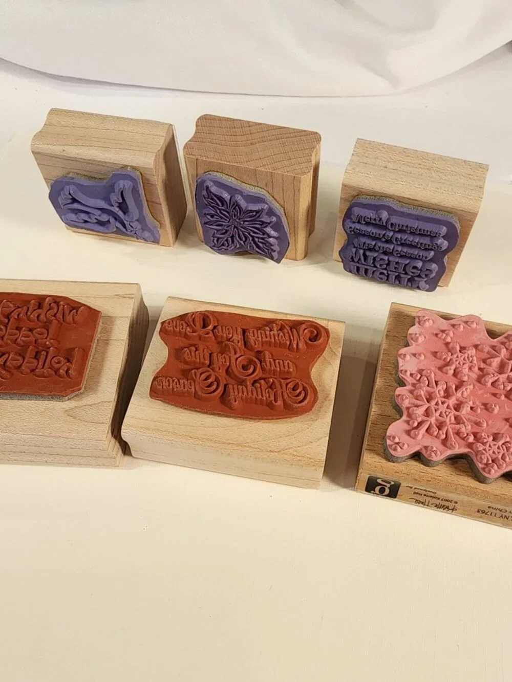 LOT of 6 Christmas Themed Wood-Mounted rubber stamps Stampin' Up and Studio G